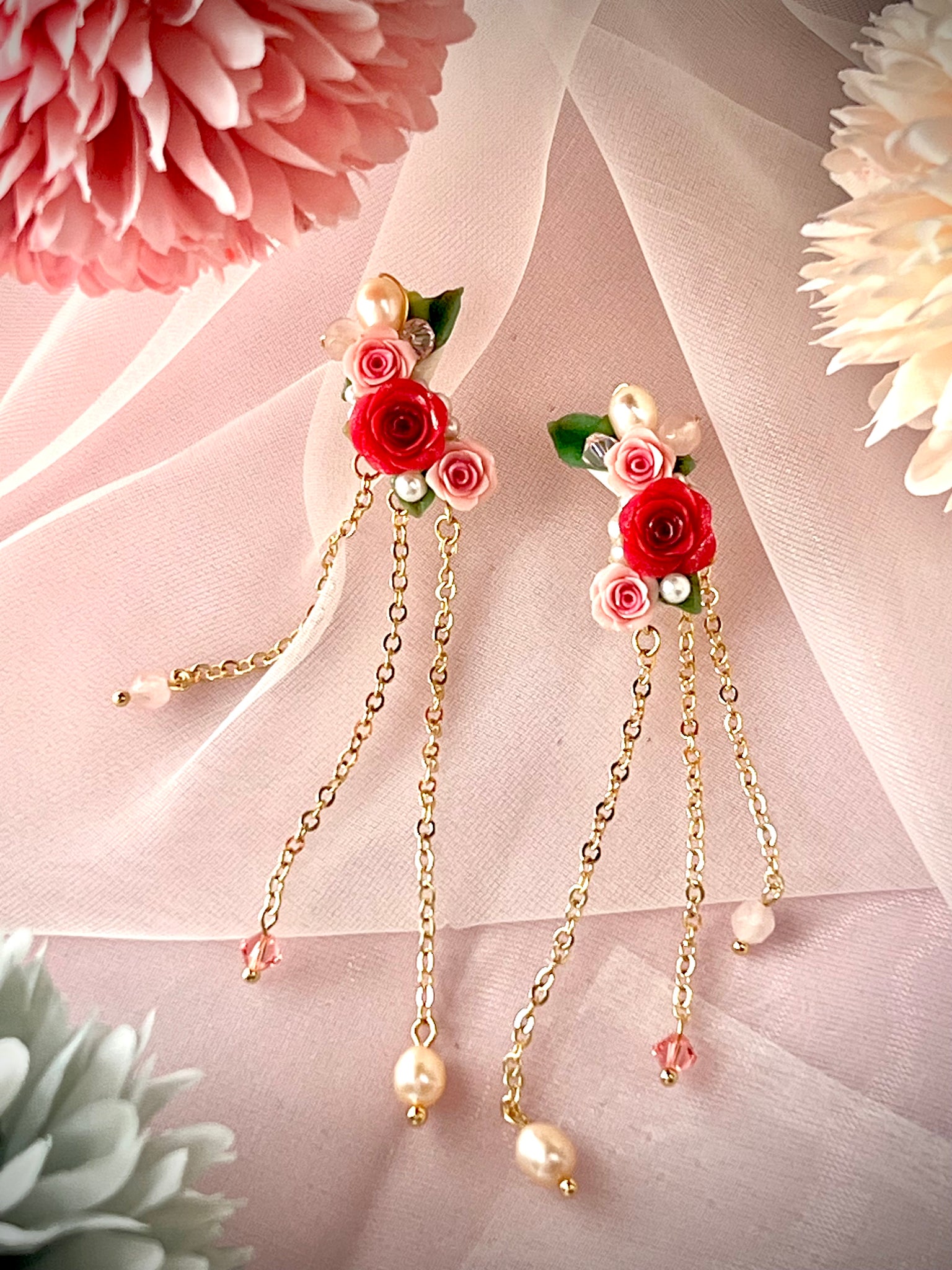 Pretty Blooms in Red Earrings
