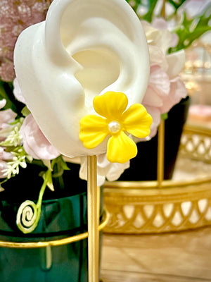 Chic In Yellow Flower Earrings