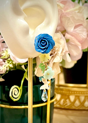 Blue Roses Bloom Earrings