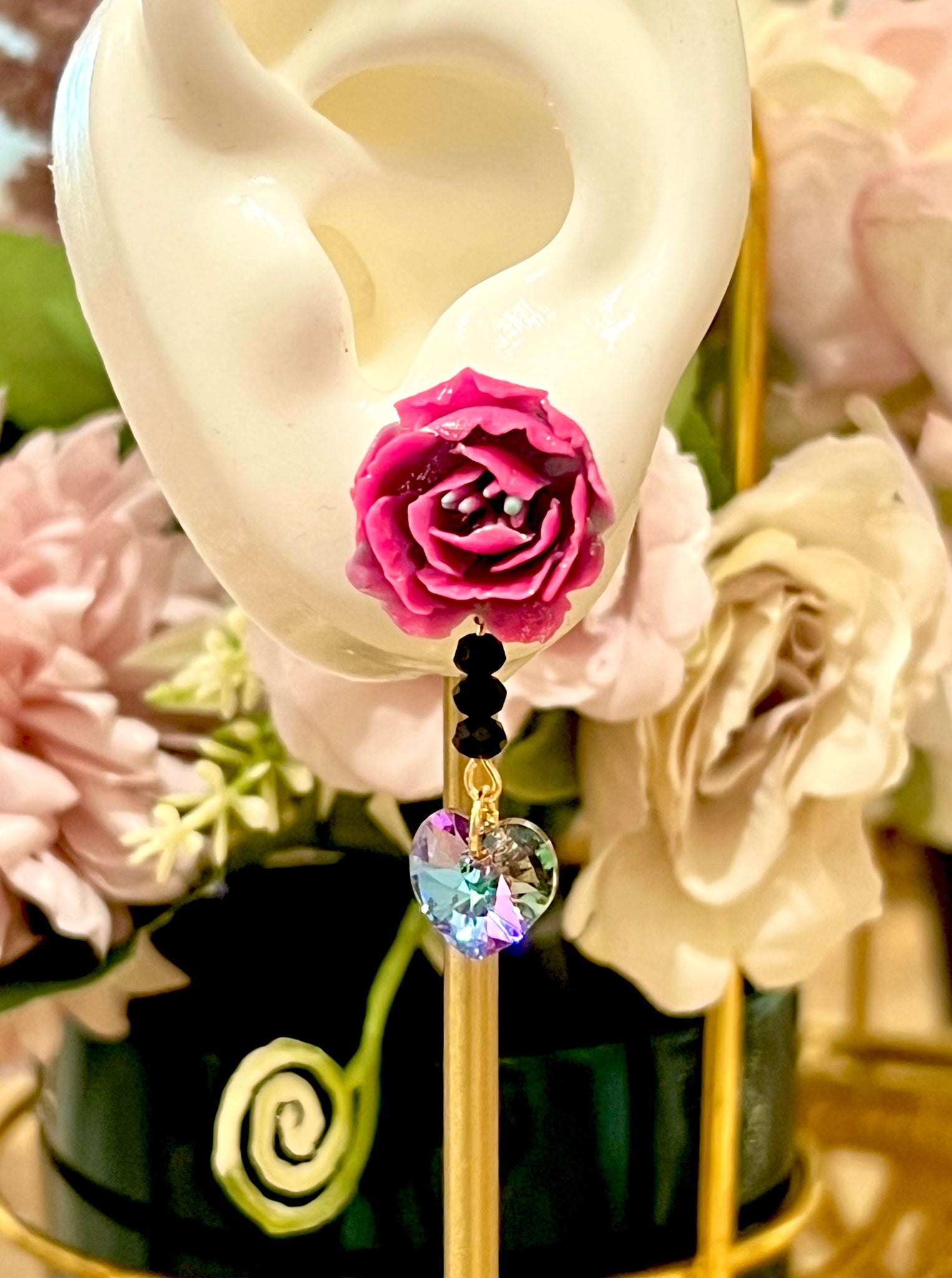 An Unusal Bloom in Neon Pink Earrings