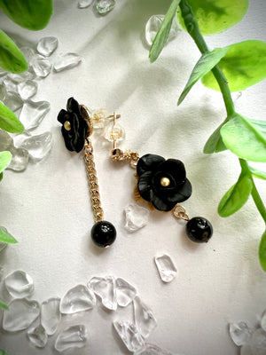 Black Rose Charm Earrings