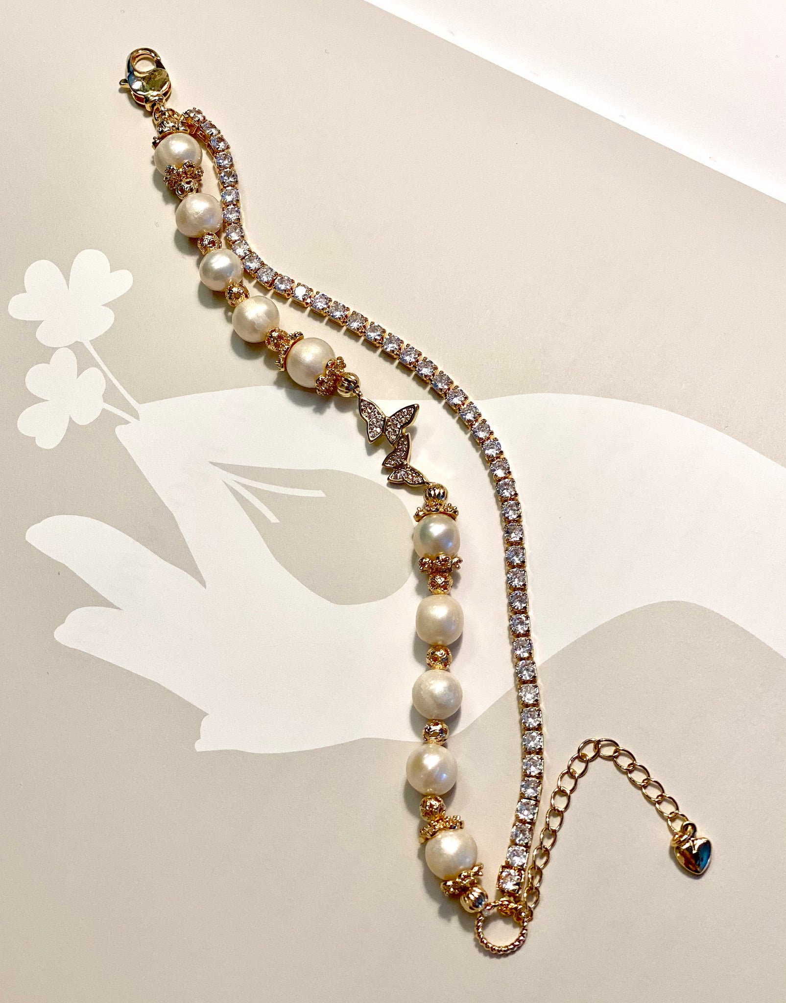 Pearly Butterfly Spring Bracelet