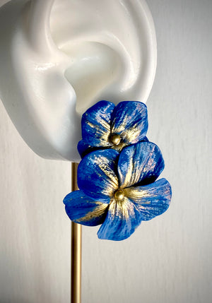 Electric Blue Flower Earrings