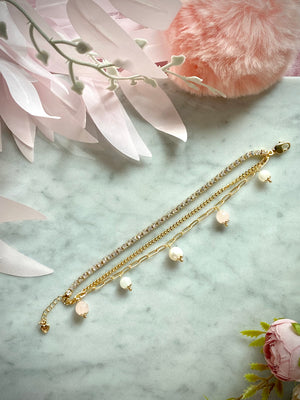 Rosy Pearls Charm Bracelet