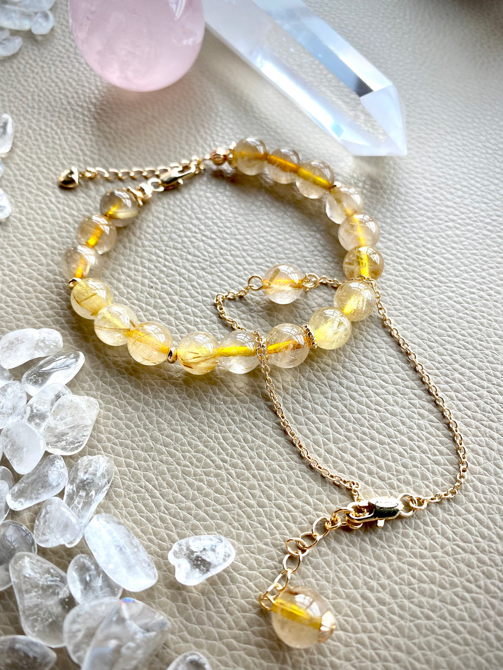 Gold Rutilated Bracelet Set