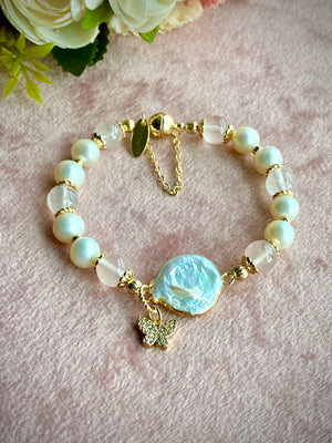 Pearly Rose Quartz Bracelet