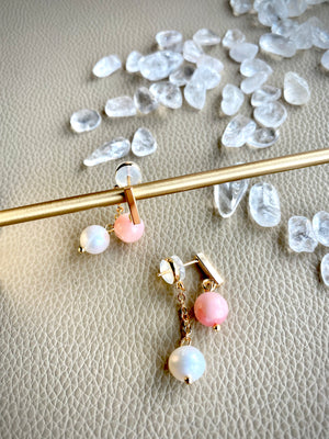 Pink Opal Pearly Earrings