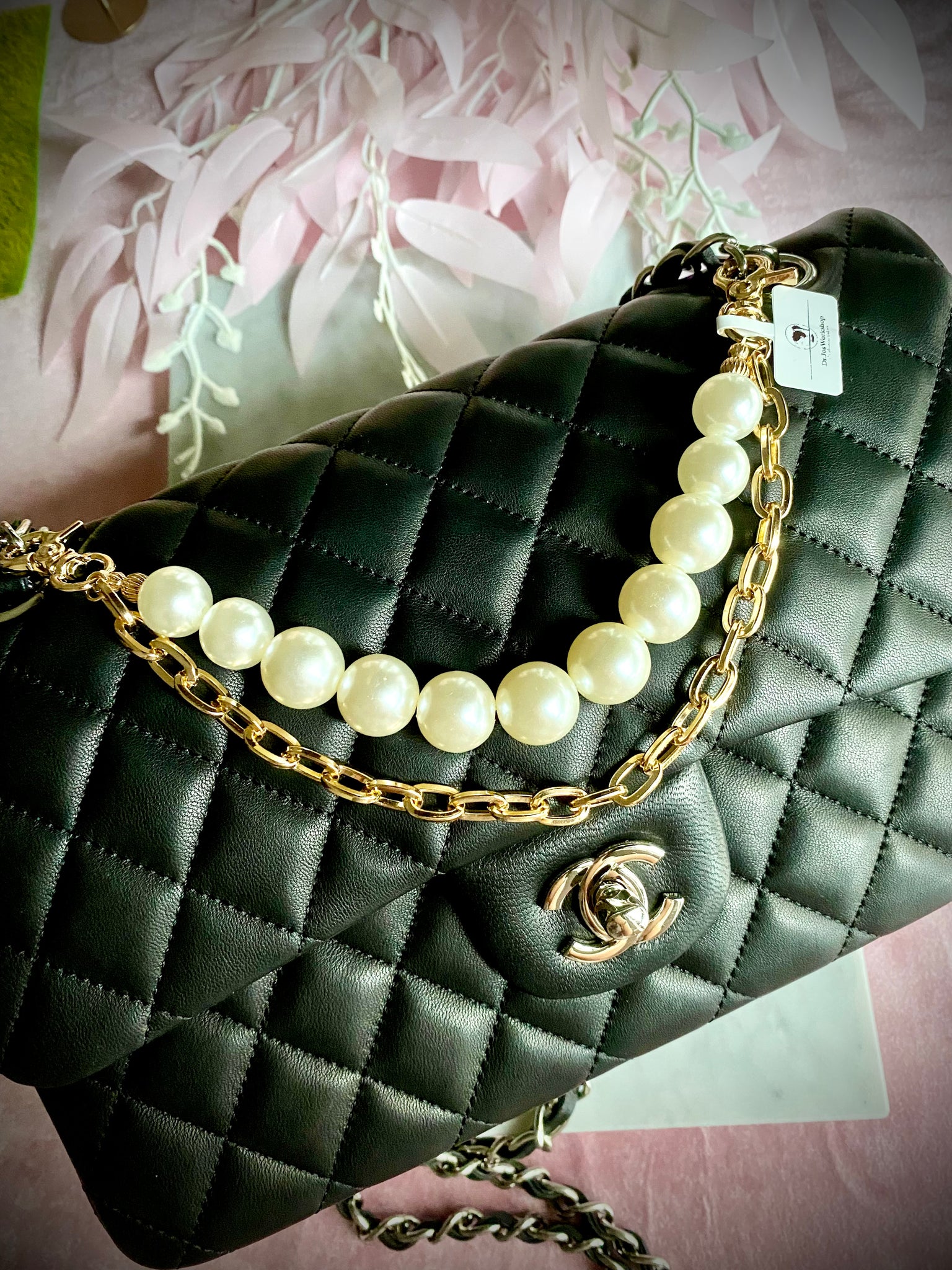 Acrylic Pearls Handbag Charm with Chain
