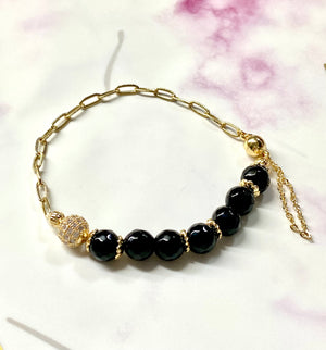Black Agate Chain Bracelet